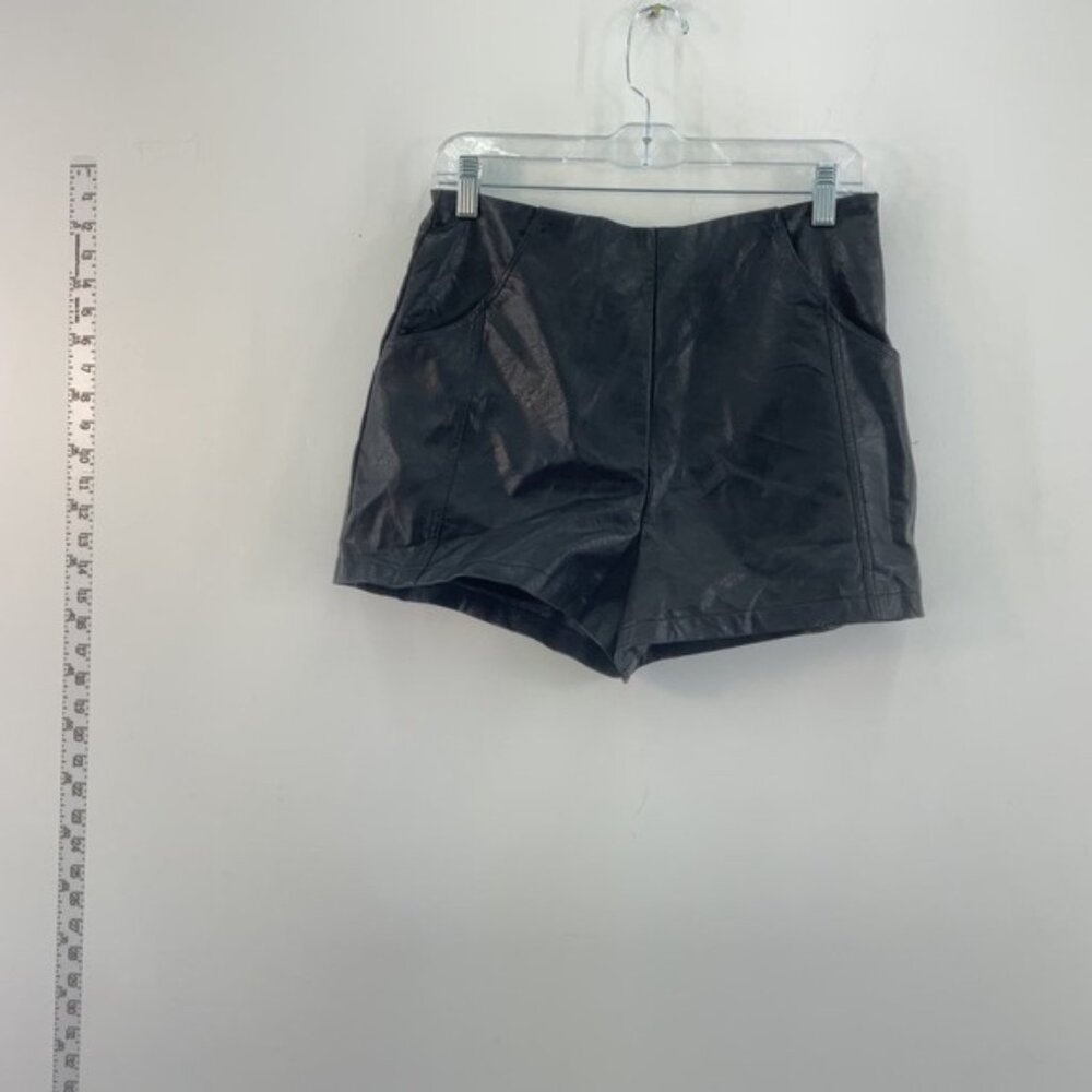 She + Sky Black Faux Leather Hot Pants Shorts - Women's M